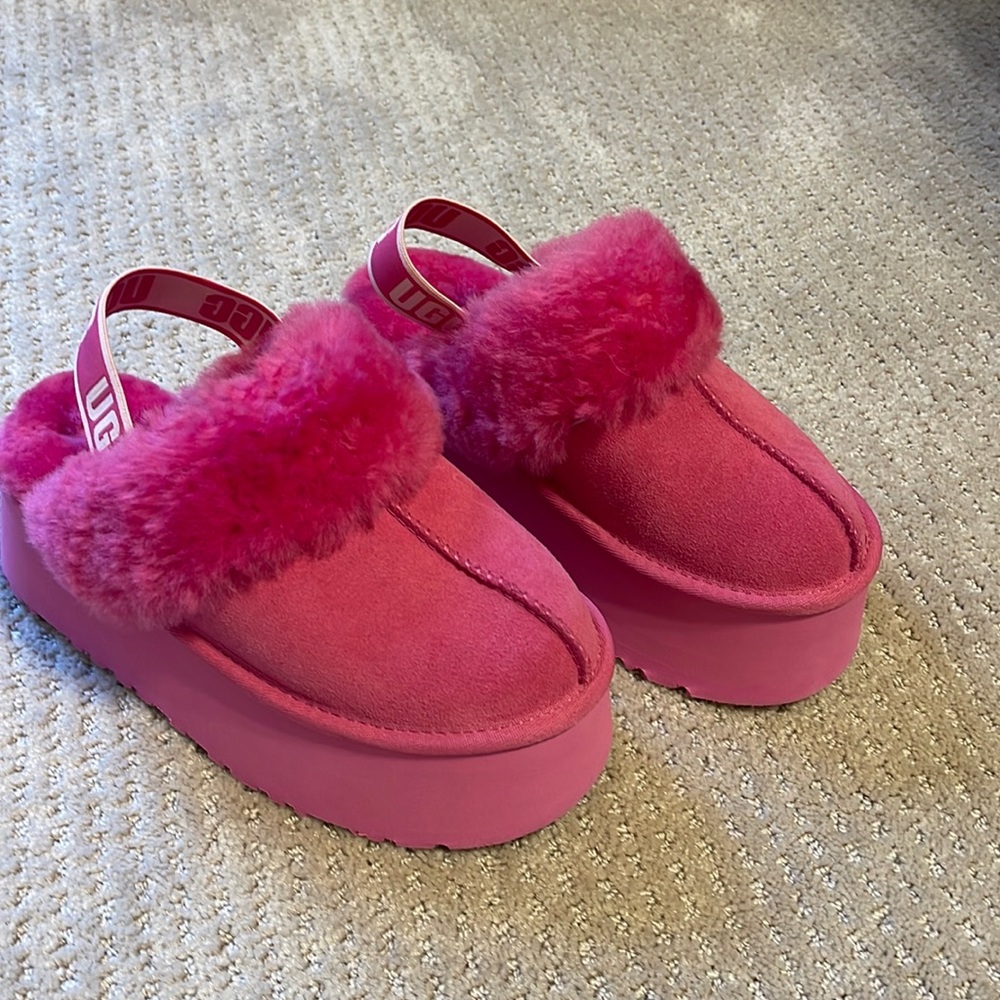 Pink UGG platform slippers